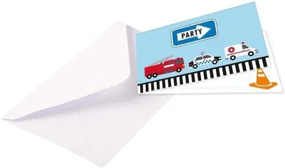 Productafbeelding van Famanu uitnodigingskaarten met autothema, inclusief enveloppen - 8 stuks