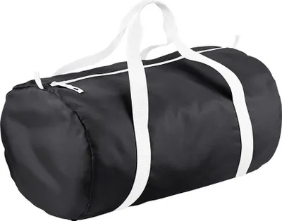 Produktbild von BagBase BG150 | Packaway Barrel Bag | 50 x 30 x 26 cm - Farbe: Black/White - Größe: 50 x 30 x 26 cm