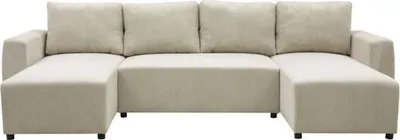 Produktbild von PHAREL 5/6-Sitzer-Panorama-Ecksofa – Perlenkordstoff – Aufbewahrungsbox – 297 x 155 x 85