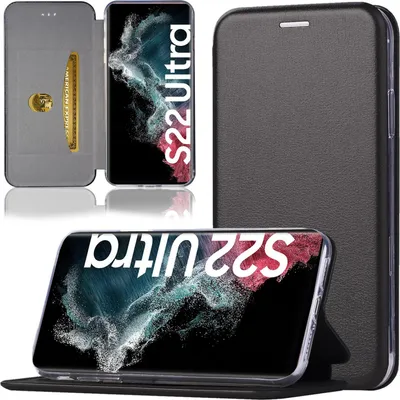 Produktbild von Handy Schutz Hülle für Samsung Galaxy S22 Ultra Handytasche mit Magnetdeckel Kartenfach und Standfunktion Klapphülle Schwarz