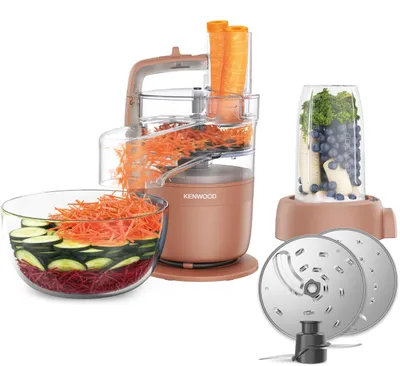 Immagine prodotto di Kenwood MultiPro Compact – Robot da cucina compatto con funzione "Express Serve", lama in acciaio inossidabile, dischi per affettare e grattugiare, brocca da 600 ml, funzione pulse, colore rosso (FDP23.380RD)