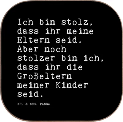 Produktbild von Mr. & Mrs. Panda Holzuntersetzer Ich bin stolz, dass... - Schwarz - Geschenk, Geburt, stolz, Coaster, Spruch Sprüche Weisheiten Zitate Lustig Weisheit Worte, schöner