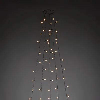 Produktbild von Konstsmide LED Baummantel mit Ring Ø 11, mit Globes, 5 Stränge à 50 Dioden, vormontiert, 250 bernsteinfarbene Dioden, 30V_Innentrafo, grünes Kabel- 6369-820