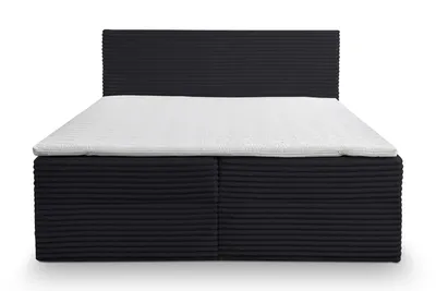 Produktbild von VENASI Boxspringbett 180x200 mit Bettkasten, Tilly Doppelbett Schwarz Cordstoff