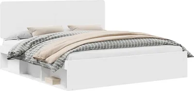 Obrázok produktu pre Rám postele Biela 200 x 200 cm Masívne borovicové drevo