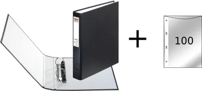 Produktbild von Herlitz Ringbuch / DIN A5 mit 2-Ringe / incl 100 Prospekthüllen / Farbe: schwarz