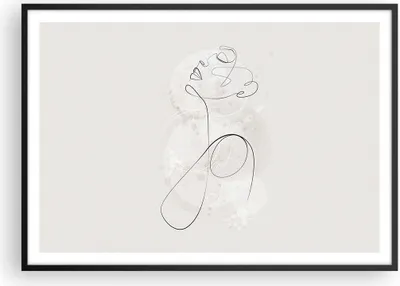 Produktbild von Gerahmtes Poster - Schwarzer Rahmen - Frau eins Linie - 100x70 cm - Wand Bild - Wanddeko - Wandbilder - Kunstposter - Wandposter - Bilderrahmen - Bilder - Kunstdruck - P2BAA100x70-4576