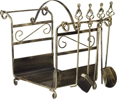 Immagine prodotto di Porta legna con set per caminetto 66x71x42cm Porta legna per caminetto Cesto per legna Set per caminetto