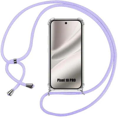 Image de Coque pour Google Pixel 10 Pro, Protection Silicone Renforcée avec Cordon Violet Réglable