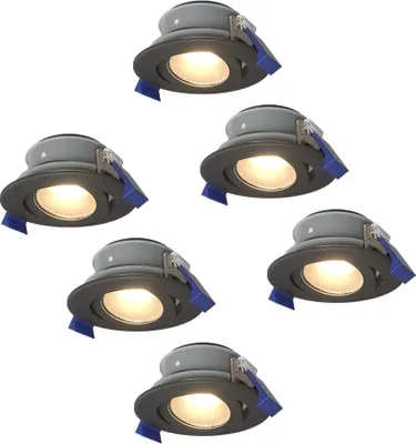 Image de HOFTRONIC - Spot LED encastrable Lima 4W 345lm 4000K IP65 Noir GU10 Dimmable Inclinable 6 pièces