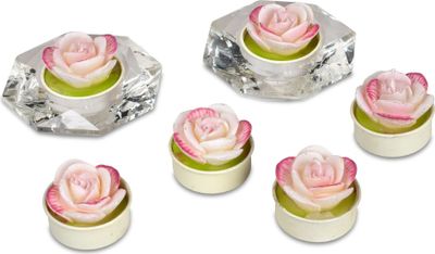 6er Pack Teelichter Rosen rosa in PVC Box Formano F25
