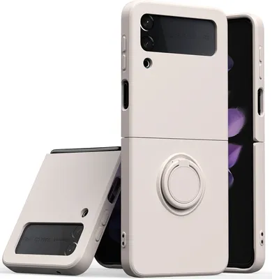Produktbild von Samsung Z Flip 3 2021 Handyhülle, Ring Halter Ständer Kratzfeste Weiche Silikon schutzhülle für Samsung Galaxy Z Flip 3 5G Weiß