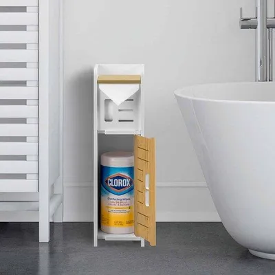 Produktbild von Idealer Chromen Toilettenhalter mit Innenspiegel, perfekt für kleine Duschbereiche.