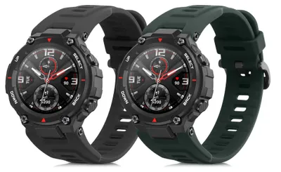 Produktbild von kwmobile 2x Uhrenarmband für Huami Amazfit T-Rex / T-Rex Pro Armband - Fitnesstracker Band Set aus TPU Silikon - Ersatzarmband Smartwatch - Dunkelgrün