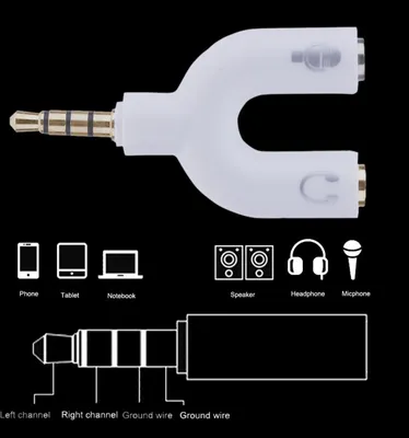 Image de 3.5mm Adaptateur audio 1-vers-2 Convertisseur en forme de U Casque mobile Splitter Blanc