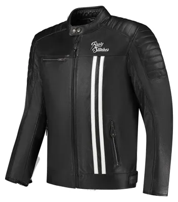 Produktbild von Rusty Stitches Cooper Motorrad Lederjacke, schwarz/weiß, L