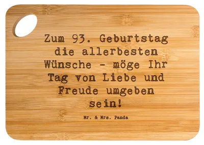 Produktbild von Mr. & Mrs. Panda Frühstücksbrett Spruch 93. Geburtstag Wünsche - Transparent - Geschenk, Wertschätzung, Schneidebrett, Erinnerungen, Brett, Geburtstagsgeschenk, Hackbrett