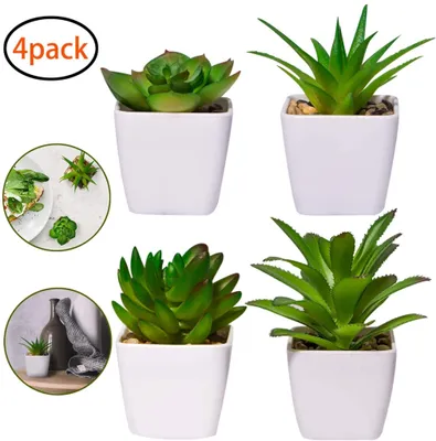 Produktbild von Balení 4 umělých rostlin venkovní umělé rostliny koupelnové umělé rostliny v květináči umělé sukulenty stolní dekorace dům balkon kancelářská dekorace