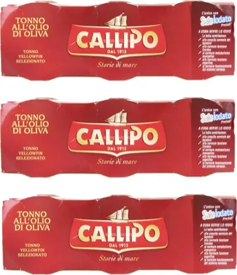 Produktbild von 3X Callipo Tonno all'olio d'oliva, Gelbflossen-Thunfisch in Olivenöl, Italienische , 3 x 70g