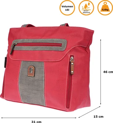 Produktbild von Große Damen Tasche Schultertasche Umhängetasche Henkeltasche Leder Optik Bag  Rot