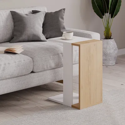 Produktbild von DECORTIE Zetti C-Model Beistelltisch - Eiche+Weiß 40 x 30 x 57 cm