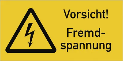 Produktbild von Dreifke® Vorsicht! Fremdspannung, Kombischild, Folie, 105x52 mm