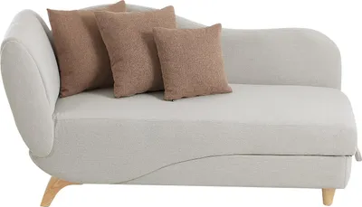 Produktbild von Recamiere mit Schlaffunktion & Stauraum - rechtsseitig - Stoff - Beige - PENELOPE