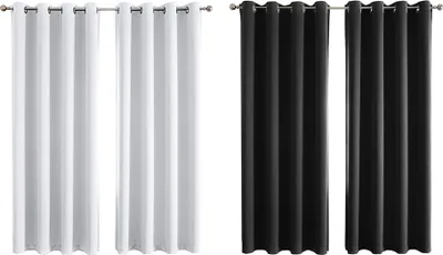 Produktbild von 4 Stück Verdunkelungsvorhänge Thermogardinen Vorhang Verdunkelung Verdunklungsvorhang 140x240cm Beige+Schwarz