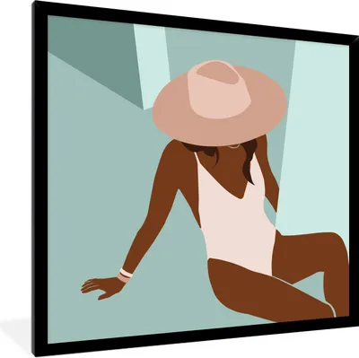 Produktbild von MuchoWow® Gerahmtes Poster Sommer - Frauen - Kleidung 40x40 cm - Poster mit Schwarzem Bilderrahmen Wandposter Rahmen Foto Bilder - Mit Rahmen - Wanddekoration Schlafzimmer