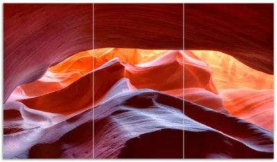Produktbild von Wallario Herdabdeckplatte aus Glas, Größe 90 x 52 cm 3-teilig, Motiv Antelop Canyon USA  Kalksandsteingebirge in leuchtenden Farben