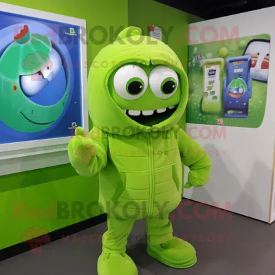 Obrázek produktu pro Postava REDBROKOLY maskota Lime Green Ice oblečená s mikinou a jehlicemi do kravaty