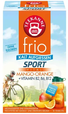 Produktbild von Teekanne frio Sport Mango-Orange + Vitamin B2, B6, B12 18er