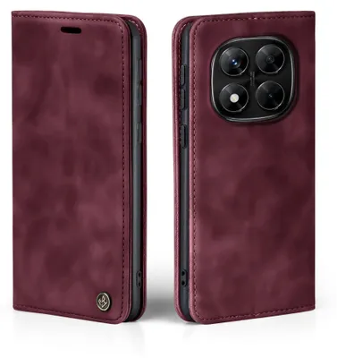 A flip-style phone case for a Xiaomi Redmi Note 14 Pro, shown from the front and back.