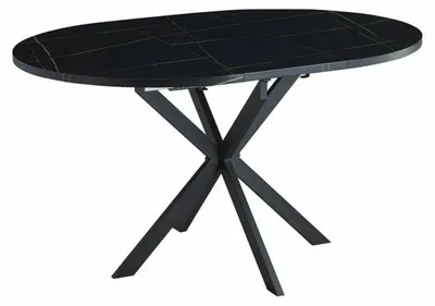 Image de Table à manger extensible effet marbre "Gaston" - Noir - L 100-135 x l 100 cm