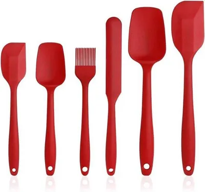 Image de Lot de 6 spatules en silicone, résistantes à la chaleur, antiadhésives, pour la pâtisserie et la cuisine