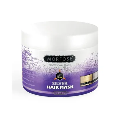 Produktbild von Morfose Silver Haarmaske 500 ml – Anti-Gelbstich Haarmaske für blondes, graues & silbernes Haar – Intensive Feuchtigkeit, Glanz & Farbschutz