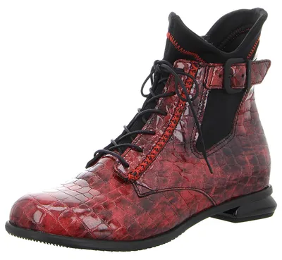 Produktbild von Simen Damen Schnürstiefeletten 39365-37, 39365-38, 39365-39, 39365-40, 39374-37, 39374-39 SIM-6401A schwarz/rot 39