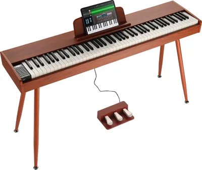 Produktbild von SucceBuy Gewichtetes Digitalpiano mit 88 vollgewichteten Tasten. Es ist ein E-Piano mit Doppeltastatur und Lautsprechern, einem vierbeinigen Klavierständer, Kopfhörern
