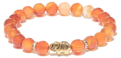 Produktbild von BERGERLIN Karneol Armband mit echten Naturstein Perlen und Elefant