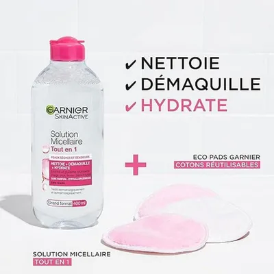 Productafbeelding van GARNIER - Skin Active Micellaire Reinigingswater, alles-in-één oplossing voor de droge en gevoelige huid - 400 ml