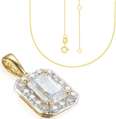 Produktbild von 585er Gelbgold Anhänger mit Zirkonia Octagonschliff mit Kette