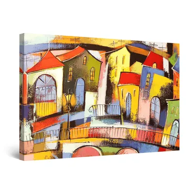 Produktbild von Startonight Obrazy Dali City Style Barevné obrazy na plátně Moderní umění Abstraktní obrazy na zeď XXL 80 x 120 cm Obraz Den Noc