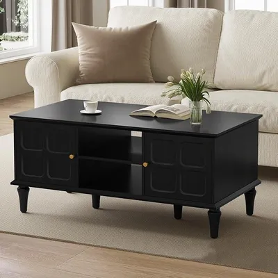 Imagen del producto de Mesa de centro con espacio de almacenamiento, mesa auxiliar para el salón, mesa de centro con aspecto de madera