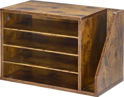 Produktbild von Briefablage mit 4 Fächern & Herausnehmbaren Regalböden, Dokumentenablage aus Holz mit Stehsammler, Aktenhalter für Büro Klassenzimmer