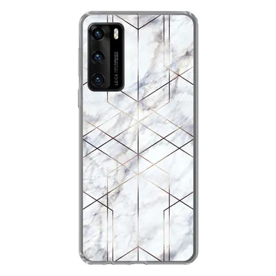 Produktbild von MuchoWow® Handyhülle Schutzhülle Hülle für Huawei P40 Marmor - Gold - Weiß Silikon Softcase Handy Hülle - Handytasche