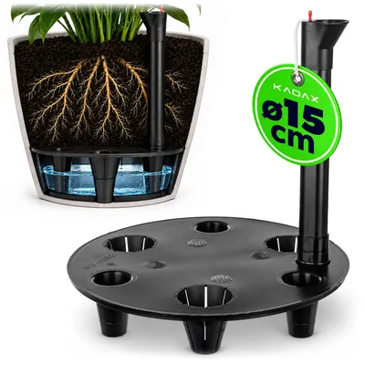 Produktbild von KADAX Blumentopf Bewässerungssystem Ø 15 x H 17 cm, Bewässerungseinsatz Rund Kunststoffeinsatz mit Wasserstandsanzeige, Selbstbewässerungssystem für Blumentöpfe, Wasserspeicher, KI-generiertes Bild