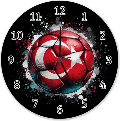 Produktbild von Fußball Türkei Flagge Wanduhr aus Alu