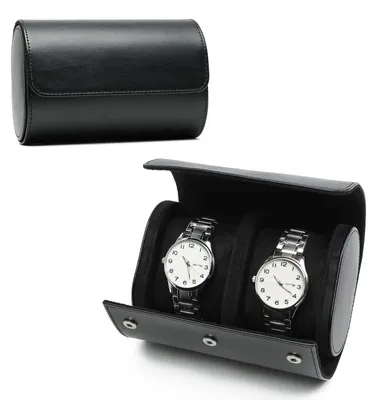 Immagine prodotto di Scatola elegante in per orologi - Scatola per orologi - Organizer - Custodia da viaggio - Regalo per uomo - Per 2 orologi - Sicura ed elegante - Custodia per orologi