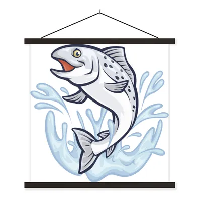 Produktbild von MuchoWow® Textilposter Illustration eines Fisches im Wasser 40x40 cm mit schwarzem Rahmen - Fotos