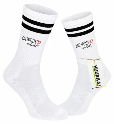Produktbild von Huuraa Uni Socken Baesweiler verliebt 37/41 Black Baumwolle Tennissocken Geschenkidee, KI-generiertes Bild